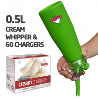 Ezywhip Pro Cream Whipper 0.5L Green 10 Pack x 6 (60 Bulbs)